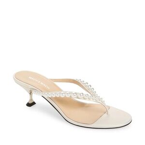 NWT Mach & Mach - Exclusive Sirène Pearl-Embellished Leather Thong Mules